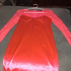 Hot Pink PrettyLittleThing Long Sleeve Mini Dress